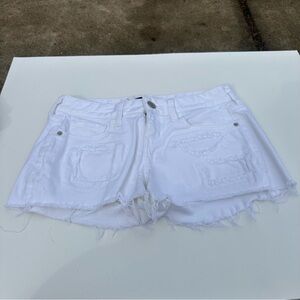 White Distressed Denim Shorts